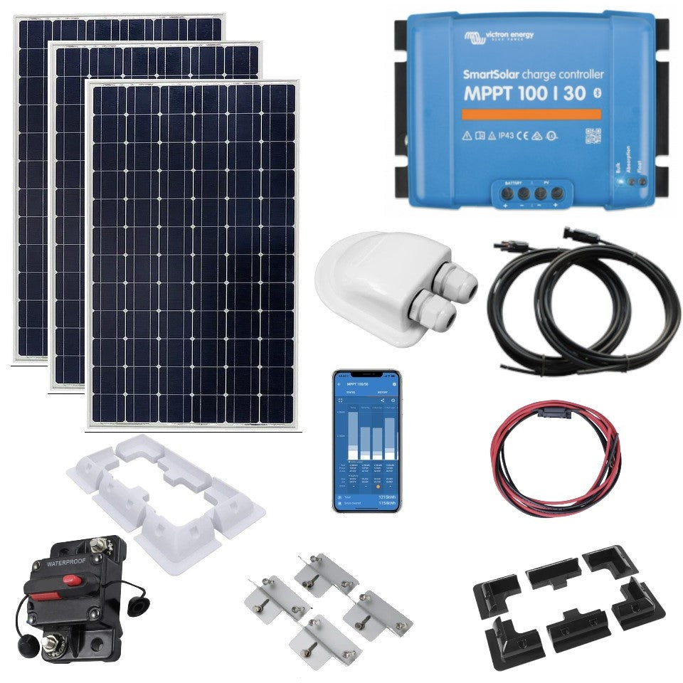 Victron 420W Monocrystalline Solar kit with SmartSolar 100/30 MPPT, Mounts, Cables & MC4s