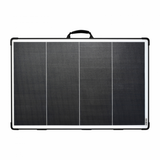 Solar panel specifications:  Peak power: 400W Maximum power voltage: 36.5V Maximum power current: 10.96A Open circuit voltage: 43.1V Short circuit current: 11.62A Power tolerance: +/- 5% Dimensions: 900 x 590 x 90 mm (folded) Weight: 14.10kg