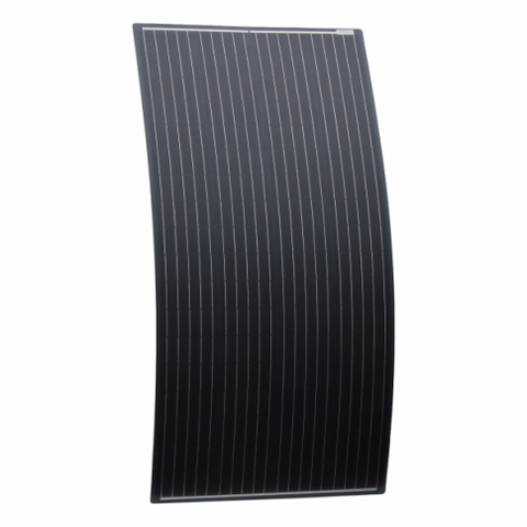 160W Black Semi-flexible Fibreglass Solar Panel With Round Rear Junction Box And 3M Cable, With Durable Etfe Coating