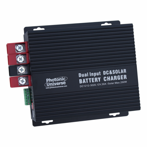 30a 12v dc to  dc charger with 20a mppt solar input for lead acid and lithium batteries