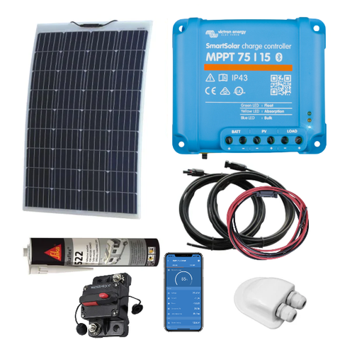 150w Flexible Durable Solar Panel Kit with Victron SmartSolar MPPT 75/15