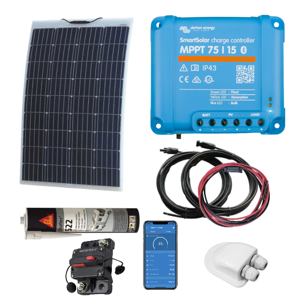 160w Flexible Durable Solar Panel Kit with Victron SmartSolar MPPT 75/15
