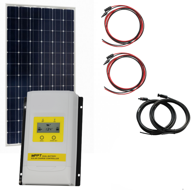 190w Solar Kit with Dual Battery Output MPPT Solar Charge Controller