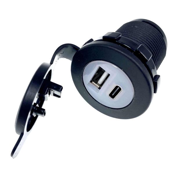 Compact Double USB Type A+C Charging Socket