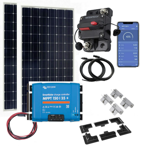 400W Monocrystalline Solar kit with Victron SmartSolar 150/35 MPPT, Mounts, Cables & MC4
