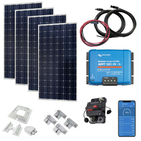 Victron 700W Monocrystalline Solar kit with SmartSolar 150/45 MPPT, Mounts,  Cables & MC4s