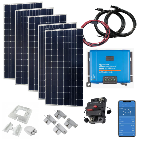 Victron 925W Monocrystalline Solar kit with SmartSolar 150/60 MPPT, Mounts, Cables & MC4s