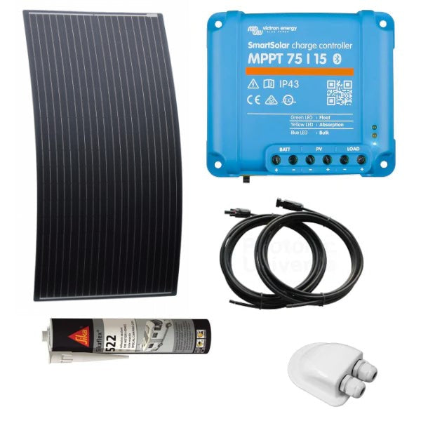 160w Black Flexible Durable Solar Panel Kit with Victron SmartSolar MPPT