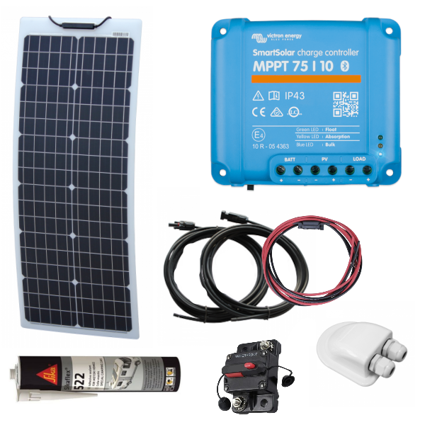 50w Flexible Reinforced Solar Panel Complete Kit with Victron Energy S –  Van Junkies