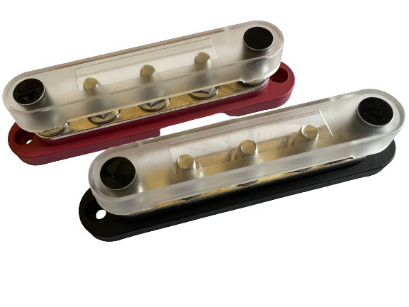 150amp Busbars (5 x 8mm stud) Positive & Negative with Covers