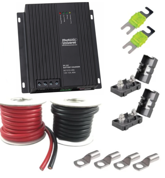 30A 12V Dc To Dc Split Charge Kit For Lead Acid, AGM, Lithium Batteries - FULL KIT