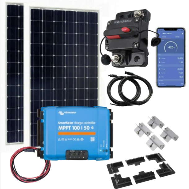 500W Monocrystalline Solar kit with SmartSolar 100/50 MPPT, Mounts, Ca ...