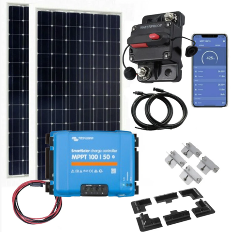 500W Monocrystalline Solar kit with SmartSolar 100/50 MPPT, Mounts, Cables & MC4