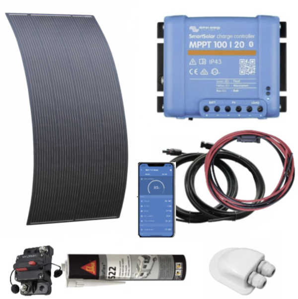 270w Black Flexible Durable ETFE Solar Panel Kit with Victron SmartSolar MPPT 100/20