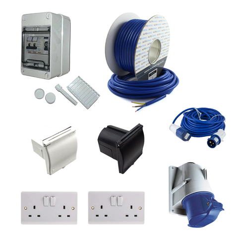CBE Style 240V Mains Inlet Hook Up For Camper Van, Caravan, Motorhome - White