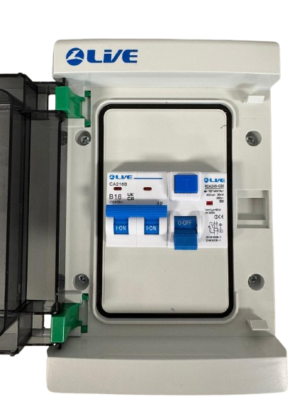 Campervan compliant 230v Consumer Unit with 16amp Dual Pole MCB