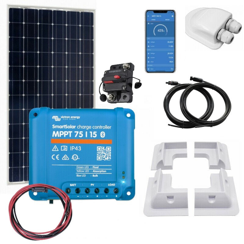 Victron 130W Monocrystalline Solar panel kit with SmartSolar MPPT, Cables & MC4