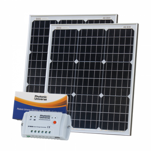 100W (50W+50W) Solar Charging Kit With 10A Controller And 2 X 5M Cables (German Solar Cells)