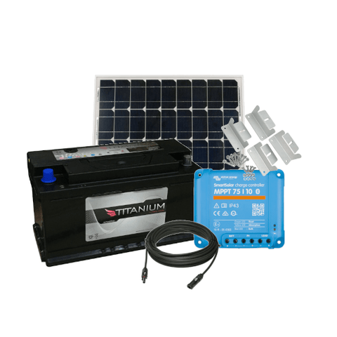 110Ah Leisure Battery, 90W Solar Panel Kit with Charge Controller, Cable and Brackets