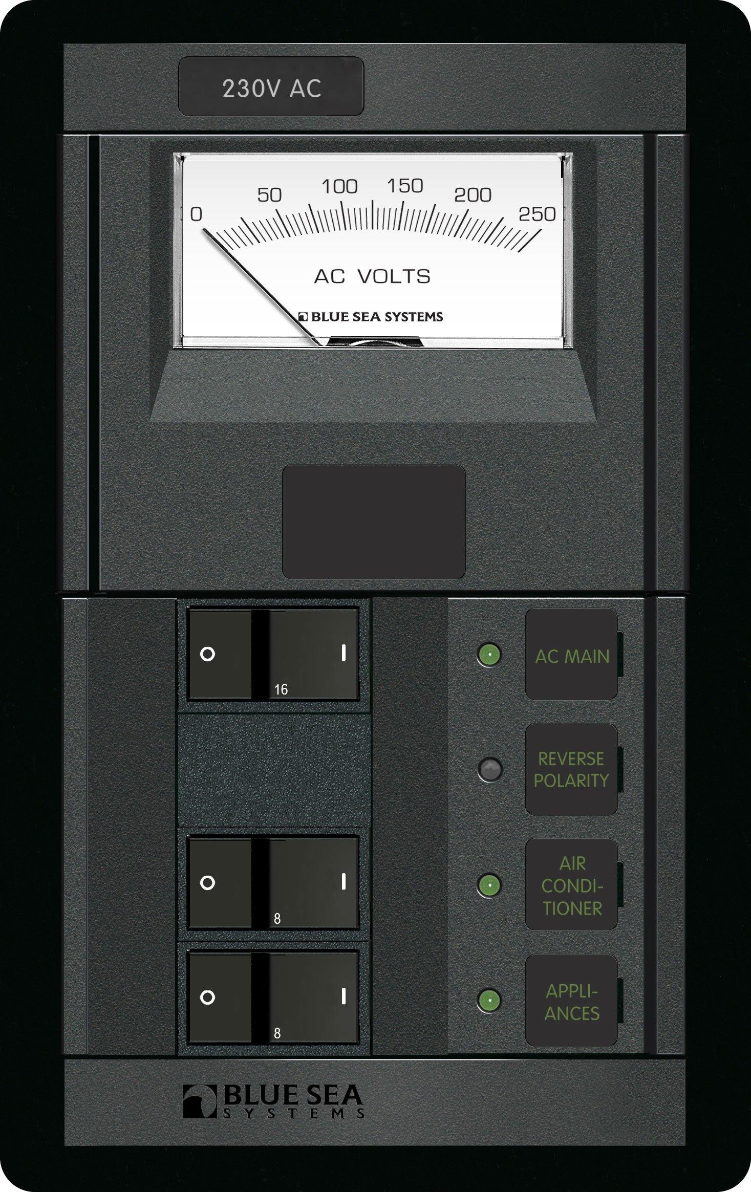 Blue Sea  1207 Panel 360 230VAC 2pos with Main VoltmeterFR (replaces 1207B-BSS)