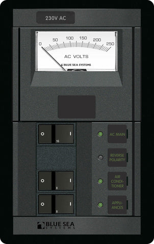 Blue Sea  1207 Panel 360 230VAC 2pos with Main VoltmeterFR (replaces 1207B-BSS)