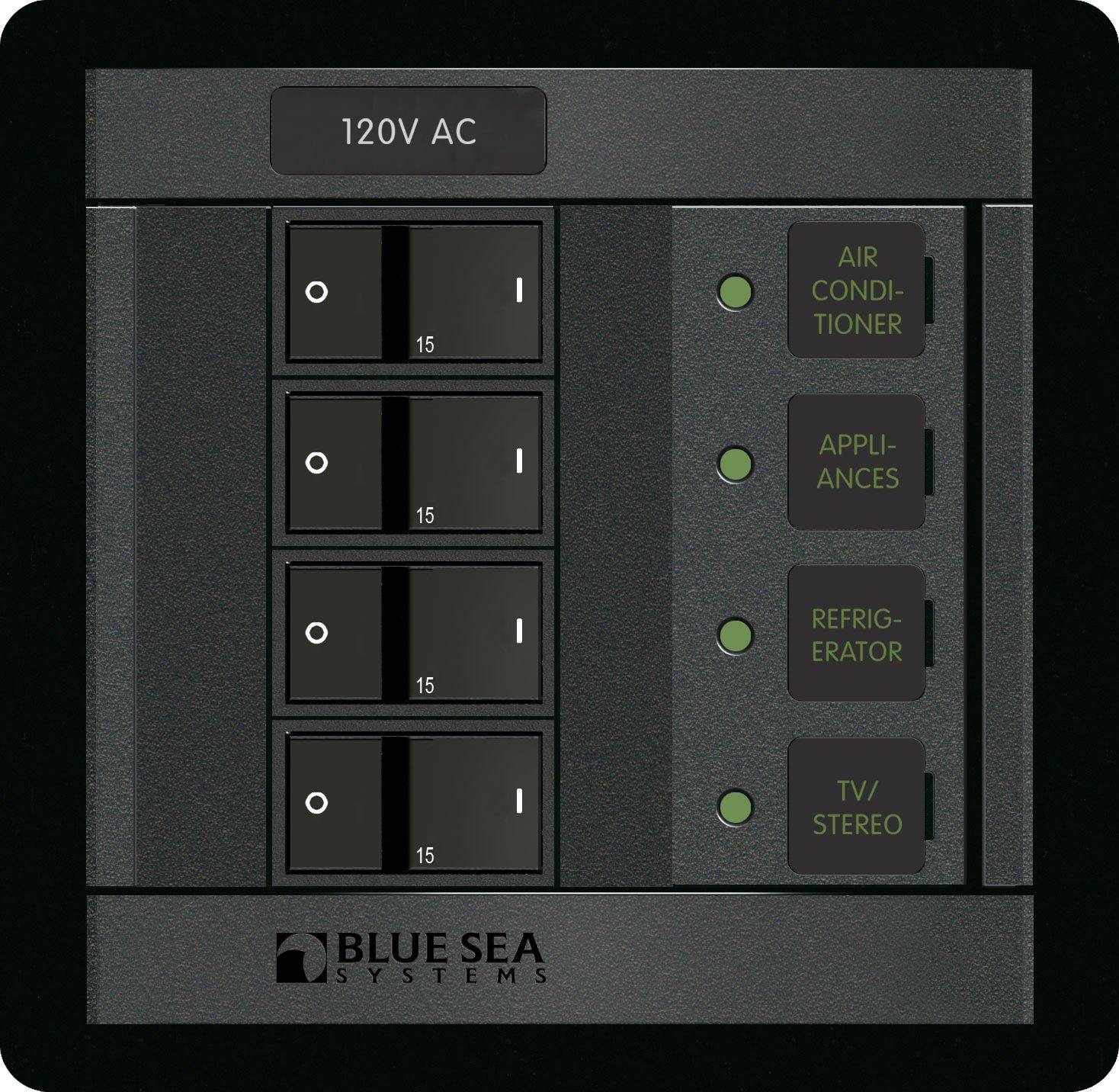 Blue Sea  1210 Panel 360 120VAC 4pos FR (replaces 1210B-BSS)