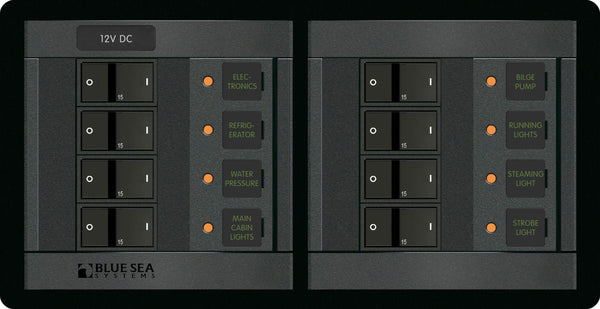 Blue Sea  1225 Panel 360 12VDC 8pos FR H (replaces 1225B-BSS)