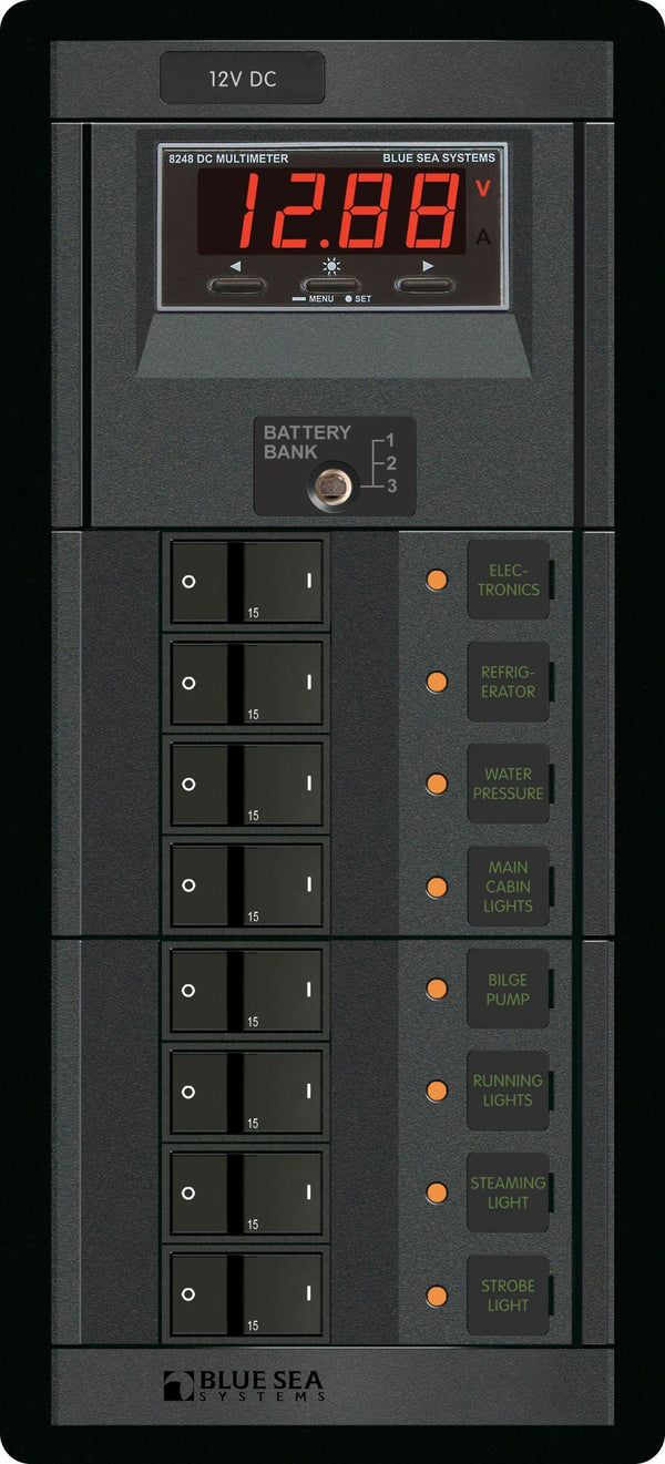 Blue Sea  1227 Panel 360 12VDC 8pos DMM FR