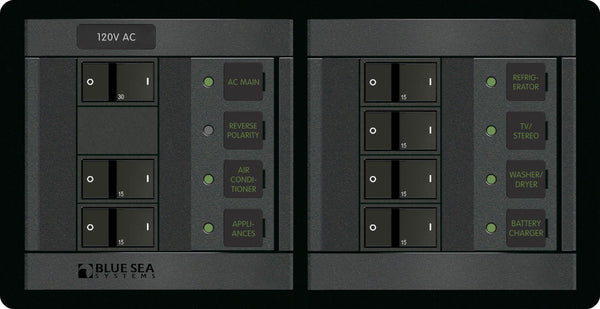 Blue Sea  1230 Panel 360 120VAC 6pos with Main FR H (replaces 1230B-BSS)