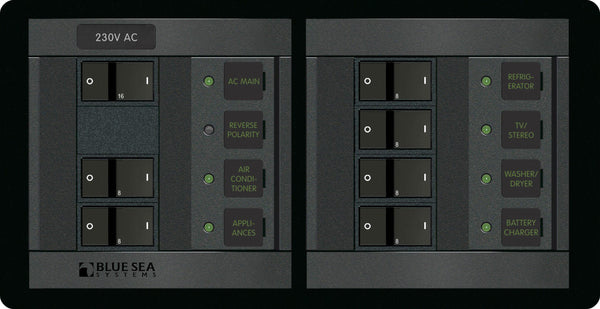 Blue Sea  1233 Panel 360 230VAC 6pos with Main FR H (replaces 1233B-BSS)
