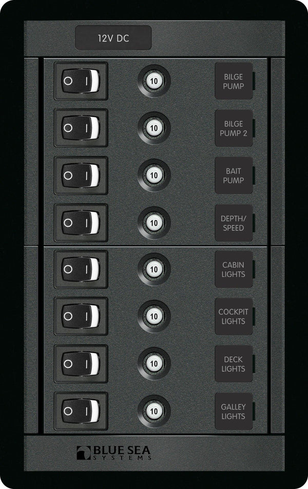 Blue Sea  1457 Panel 360 DC 8pos Sw CLB V (replaces 1457B-BSS)