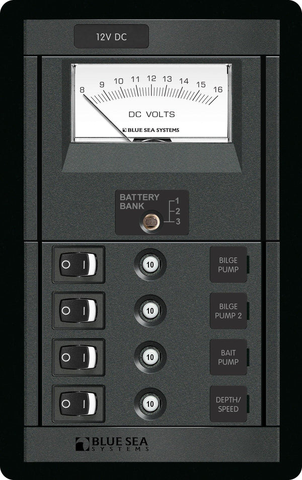Blue Sea  1459 Panel 360 DC 4pos Sw CLB Voltmeter V (replaces 1459B-BSS)