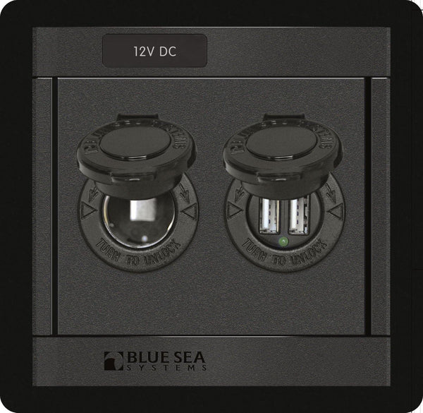 Blue Sea  1478 Panel 360 DC 12V Socket Dual USB Charger (replaces 1478B-BSS)