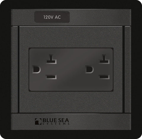 Blue Sea  1479 Panel 360 120VAC Dual Outlet (replaces 1479B-BSS)