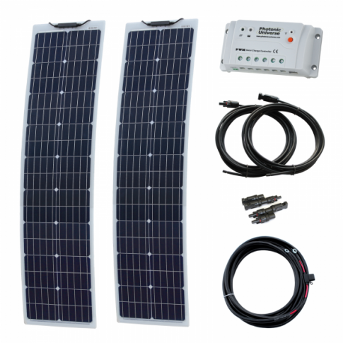 160W (80W+80W) 12V Reinforced Narrow Semi-Flexible Solar Charging Kit