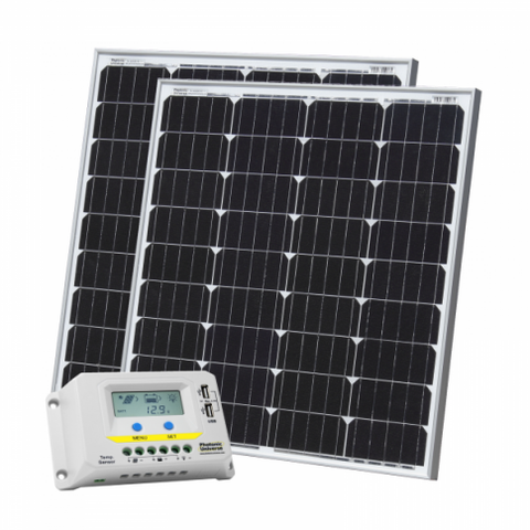 160W (80W+80W) Solar Charging Kit With 20A Charge Controller With Lcd Display And 2 X 5M Cables (German Solar Cells)