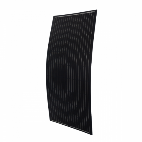 200W Black Semi-Flexible Solar Panel - Round Rear Junction Box -5M Cable - Durable Etfe Coating