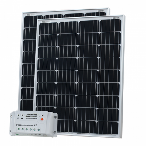 200W (100W+100W) Solar Charging Kit With 20A Controller And 2 X 5M Cables (German Solar Cells)