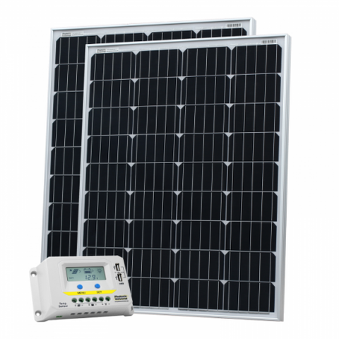 200W (100W+100W) Solar Charging Kit With 20A Controller With Lcd Display And 2 X 5M Cables (German Solar Cells)