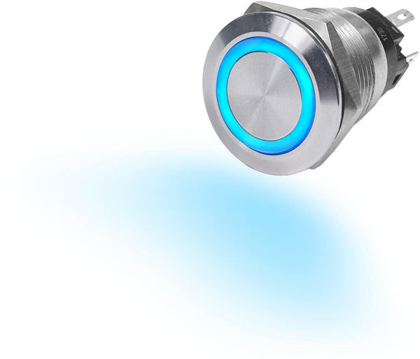 Blue Sea  4161 Switch Button Stainless Steel 10A Off-(On) Blue