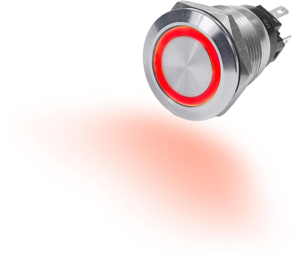 Blue Sea  4163 Switch Button Stainless Steel 10A Off-(On) Red