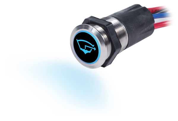 Blue Sea  4180 Switch Button Stainless Steel Off-On Back Lit (incl 5 Icon labels)