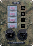Blue Sea  4324 Panel Switch H2O CB 4pos Socket & USB Camo (replaces 4324B-BSS)