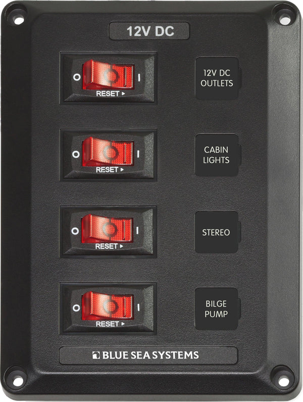 Blue Sea  4350 Panel BelowDeck 12VDC CB 4 Positive