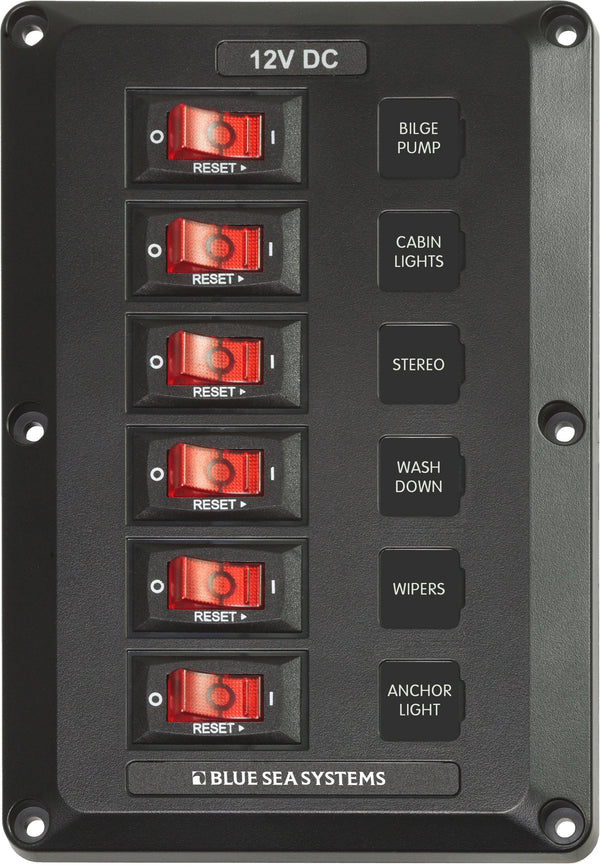 Blue Sea  4352 Panel BelowDeck 12VDC CB 6 Positive