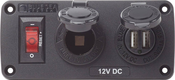 Blue Sea  4353 Panel BelowDeck 12VDC Socket & USB