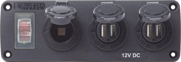 Blue Sea  4365 Panel Acc H2O 2 USBs & Socket