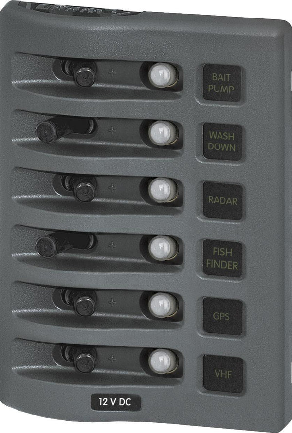 Blue Sea  4376 Panel WD 12VDC CLB 6pos Grey (replaces 4376B-BSS)