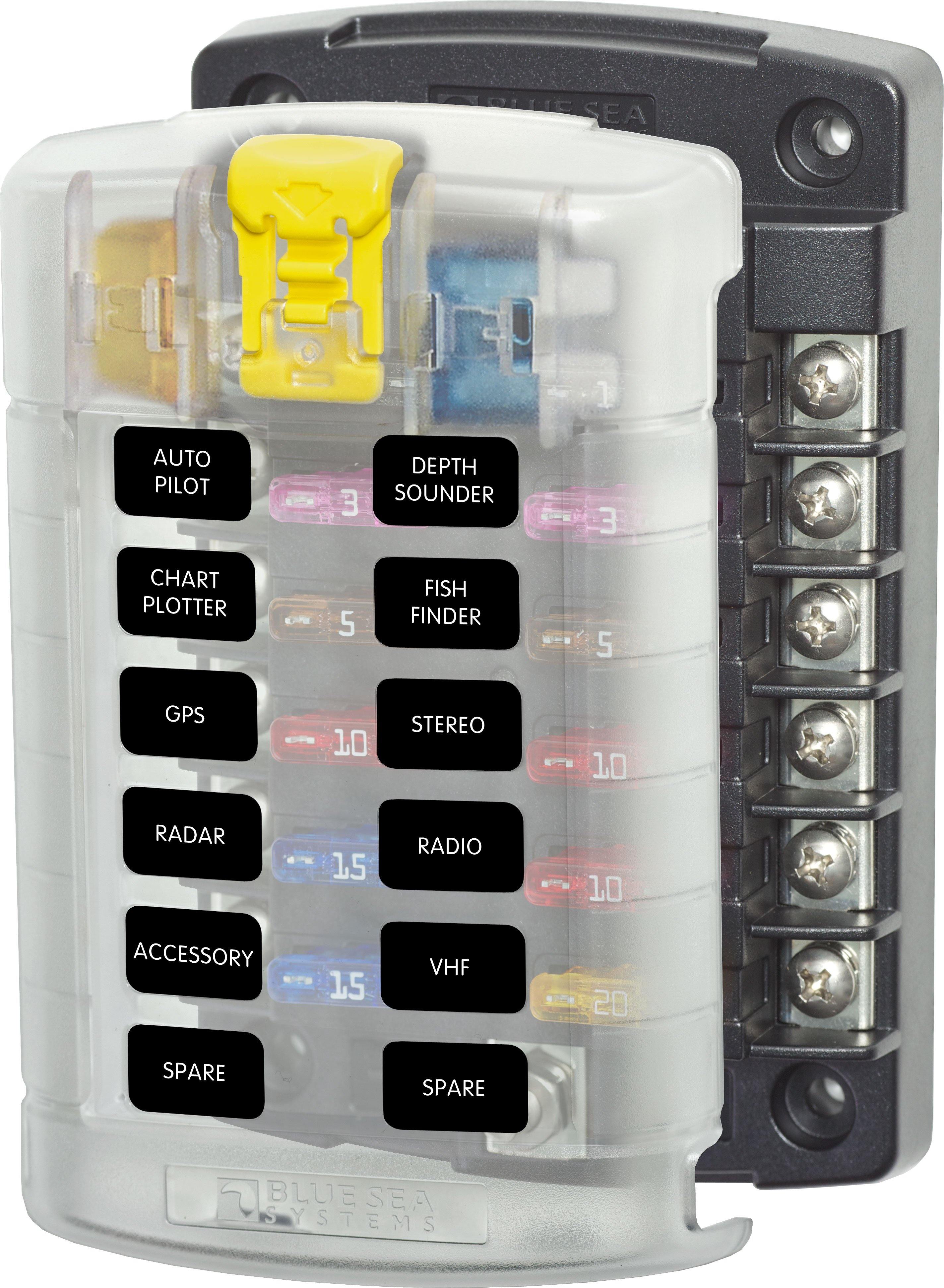 Blue Sea  5029 Fuse Block ST Blade 12 Circuits with Cover