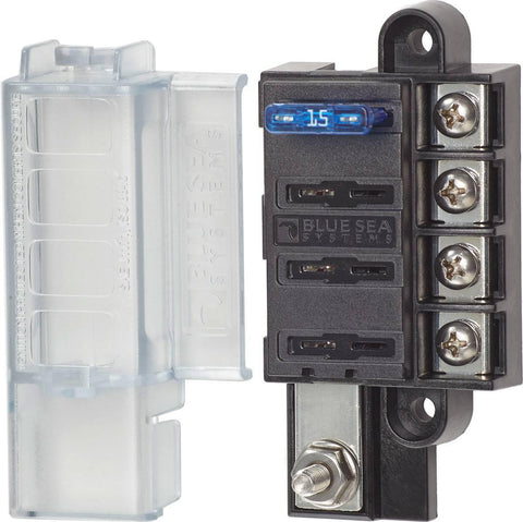 Blue Sea  5045 Fuse Block ST Blade Compact 4 Circuits with Cover